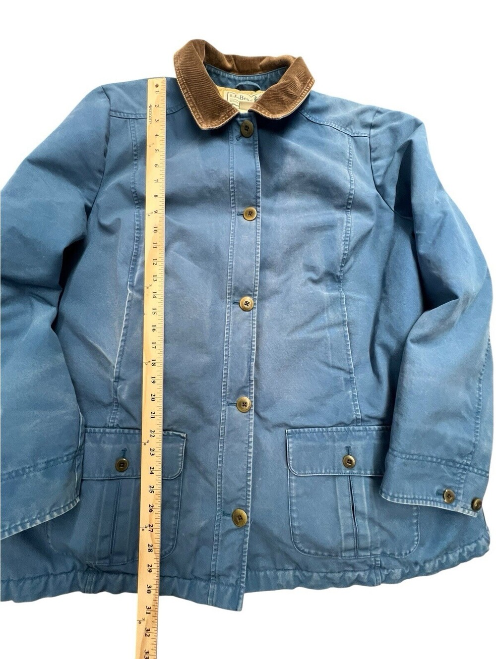 Vintage L.L.Bean Barn Coat Chore Jacket Blue Corduroy Collar 2X - Picture 4 of 6